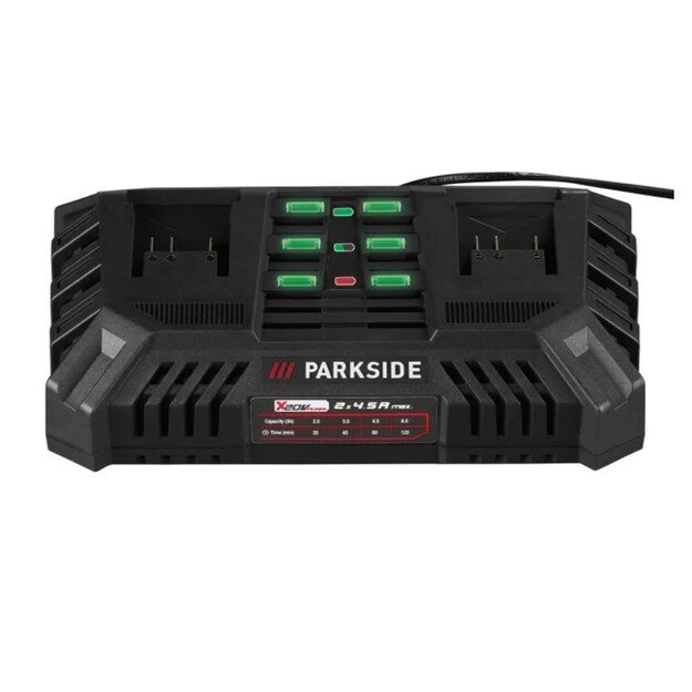 Dvigubas įkroviklis Parkside 20V 2x 4,5 A PDSLG 20 B1 DE/EU X20V Team