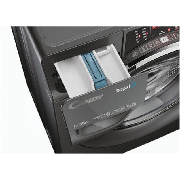 Candy | Washing Machine | RO41276DWMCRT-S | Energy efficiency class A | Front loading | Washing capacity 7 kg | 1200 RPM | Depth 4