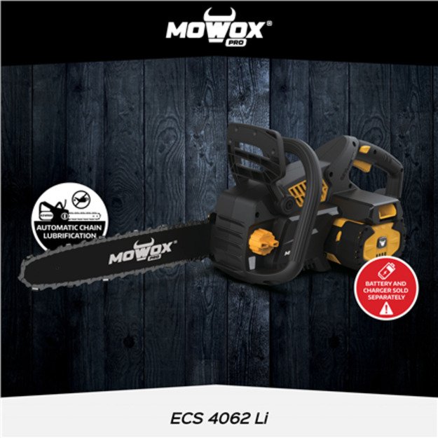 MoWox | Excel Series Hand Held Battery Chain Saw With Toolless Saw Chain Tension System (Without Battery and Charger) | ECS 4062