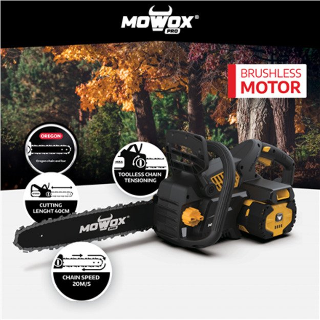 MoWox | Excel Series Hand Held Battery Chain Saw With Toolless Saw Chain Tension System (Without Battery and Charger) | ECS 4062