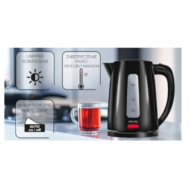 MPM Cordless kettle MCZ-112black 1,7 L, 2200 W