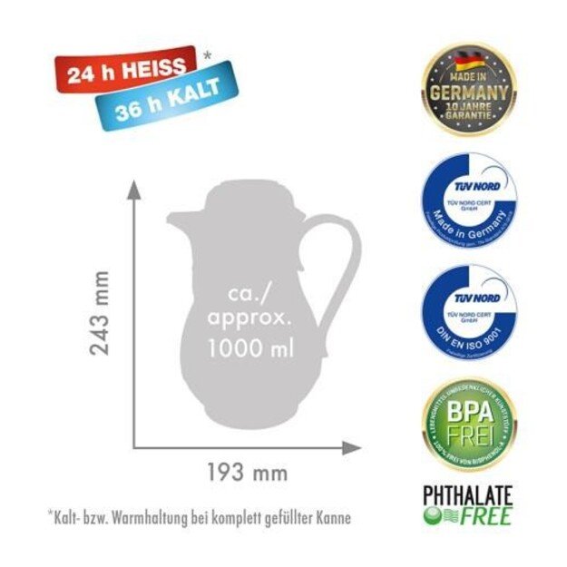 ROTPUNKT 330-16-04-0 vacuum flask 1 L Cherry