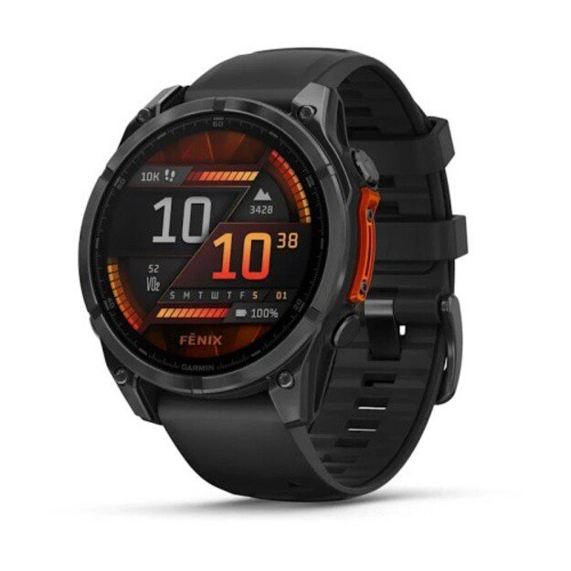 Garmin Fenix 8 I&scaron;manusis laikrodis 47 mm AMOLED Slate Gray with Black Silicone Band