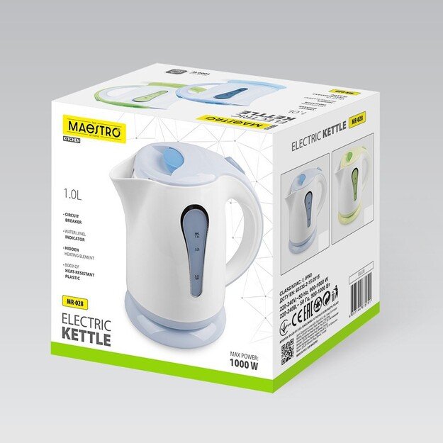 Electric kettle 1L 1000W MR-028-BLUE MAESTRO