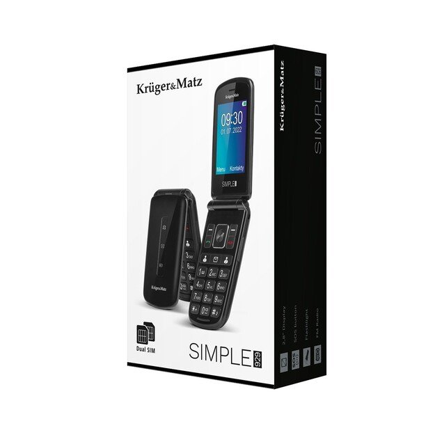 MaxCKruger & Matz Phone for seniors KM0929 7,11 cm (2,8 ) 108,5 g Black