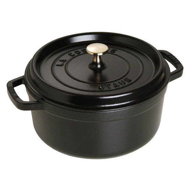 Staub Round Cast Iron Casserole - 3.8 ltr, Black