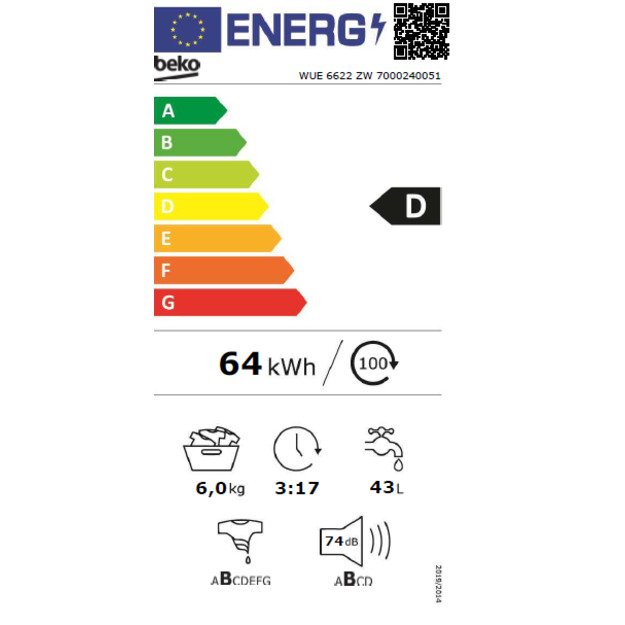 Washing machine BEKO WUE6622ZW