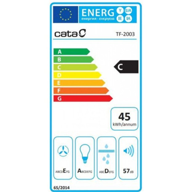 CATA | Hood | TF 2003 600 GBK | Energy efficiency class C | Telescopic | Width 60 cm | 390 m3/h | Mechanical control | Black