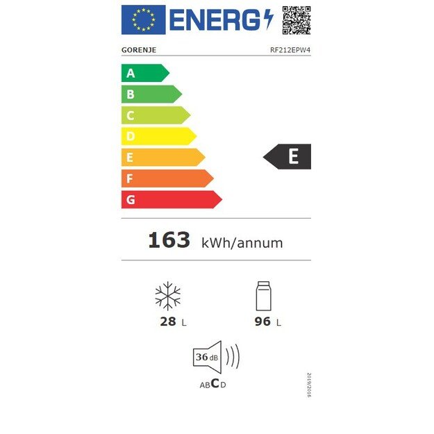 Gorenje | Refrigerator | RF212EPW4 | Energy efficiency class E | Free standing | Double Door | Height 117 cm | Fridge net capaci