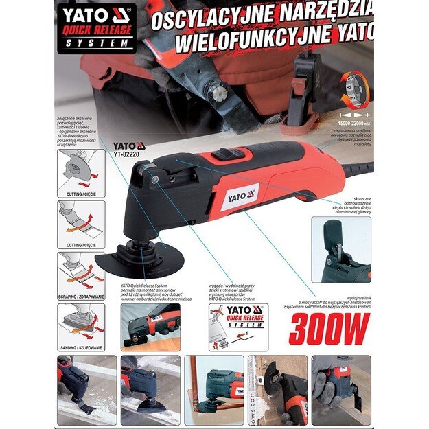 Yato YT-82220 power multi-tool 300 W 22000 RPM Black,Red