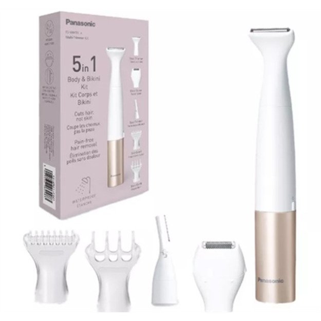 Panasonic 5-in-1 Body and Bikini Trimmer Kit | ES-WM31 | Cordless | Wet & Dry | White/Gold Rose