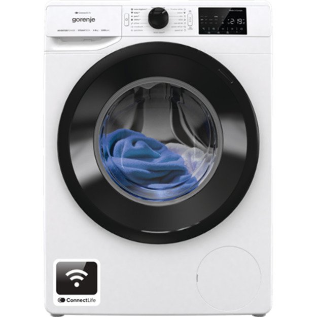 Gorenje Washing Machine | WPNEI82SBSWIFI | Energy efficiency class B | Front loading | Washing capacity 8 kg | 1200 RPM | Depth