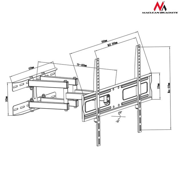 Mount for TV Maclean MC-762 (Tilting - 70 , max. 30kg)