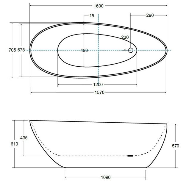 Vonia Besco Goya WMD-160-GKW, 160x70cm (baltos spalvos sifonas)