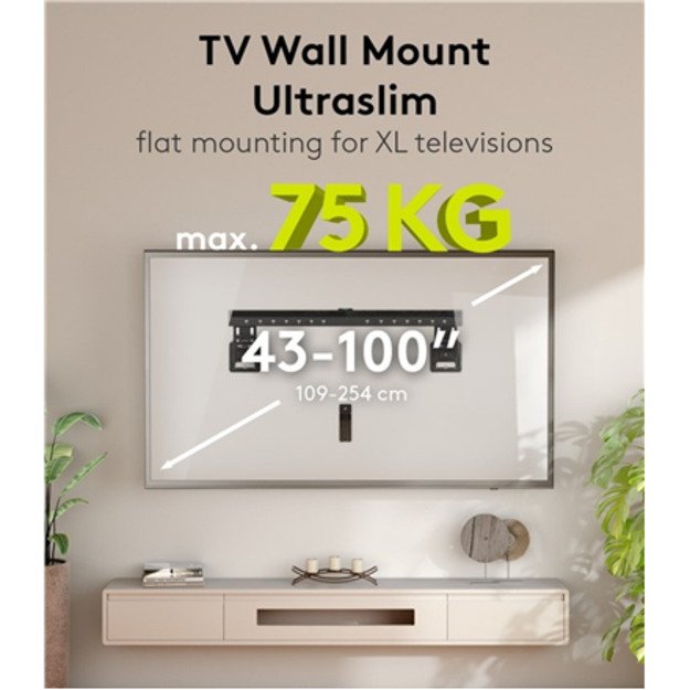 Goobay Wall mount | Ultraslim TV Wall Mount Basic FIXED (XL) | 43-100   | Black 6
