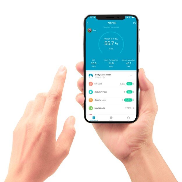 Adler Smart Bathroom Scale | AD 8186b | Maximum weight (capacity) 180 kg | Accuracy 100 g | Body Mass Index (BMI) measuring | Bl 1