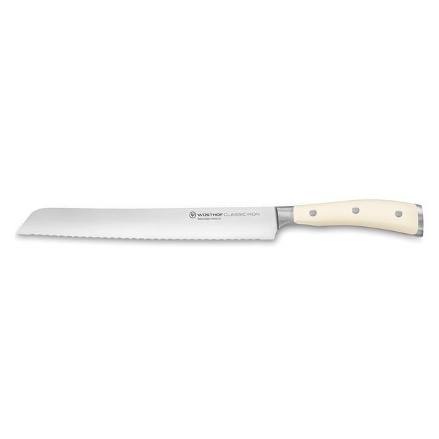 Bread knife, 23 cm, double serrated, Classic Ikon Creme