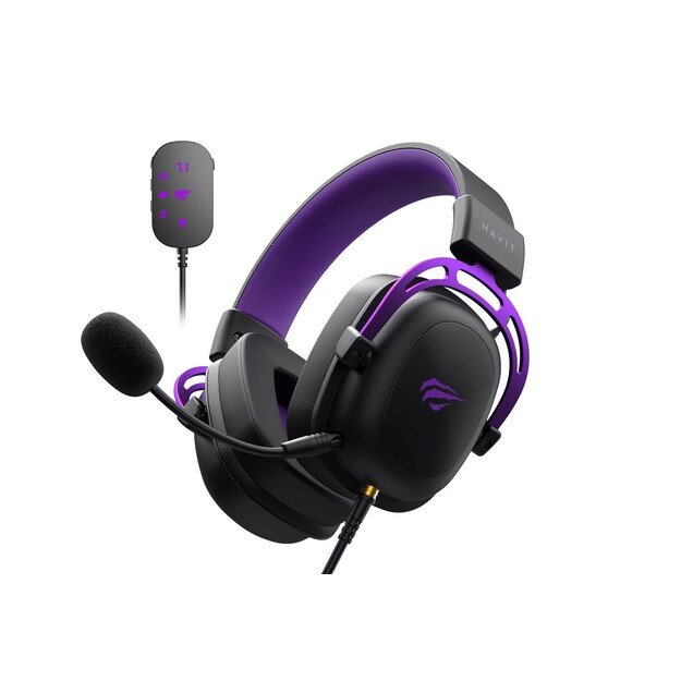 Havit H2002C+U - gaming headphones (black and purple) 1