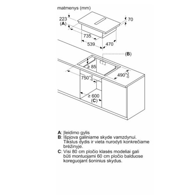 Indukcinė kaitlentė su integruota ventiliacijos sistema Bosch PVS831B16E