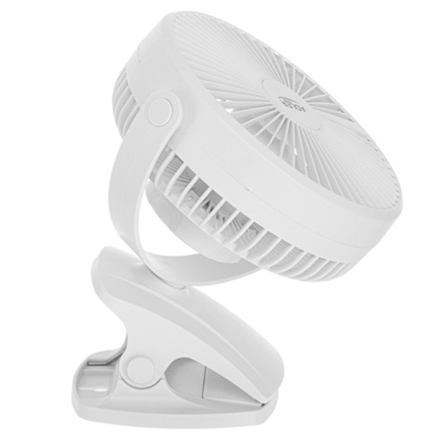Adler Rechargeable Clip-on Desk Fan | AD 7342 | Table Fan | White | Diameter 15.5 cm | Number of speeds 3 | Oscillation | 5 W 6