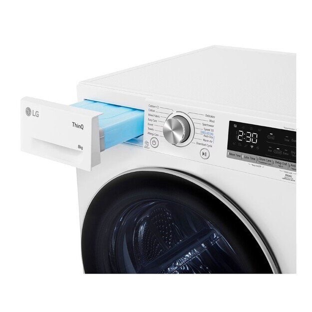 LG Dryer Machine | RH80V9AV3N | Energy efficiency class C | Front loading | 8 kg | LED | Depth 69 cm | Wi-Fi | White