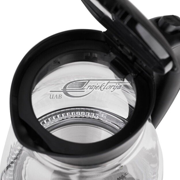 Adler | Kettle | AD 1274 | Standard | 2200 W | 1.7 L | Plastic/Glass | 360&deg; rotational base | Black/ transparent 1