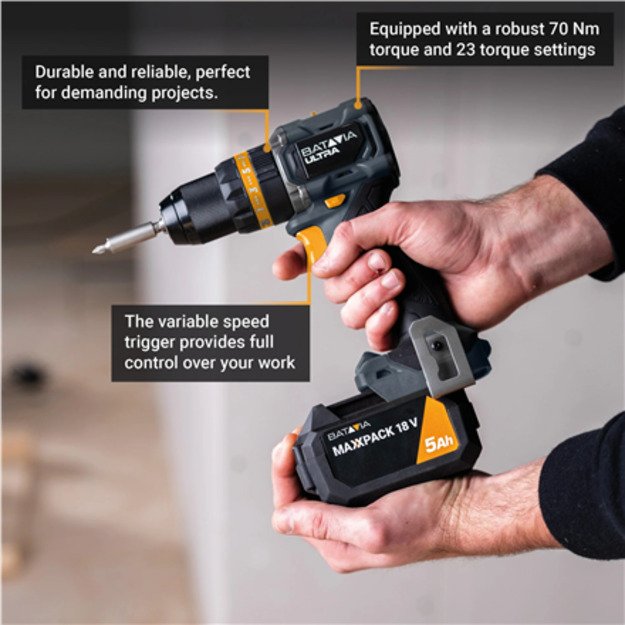 Batavia 18V brushless combi drill 70 Nm Without battery and charger 4