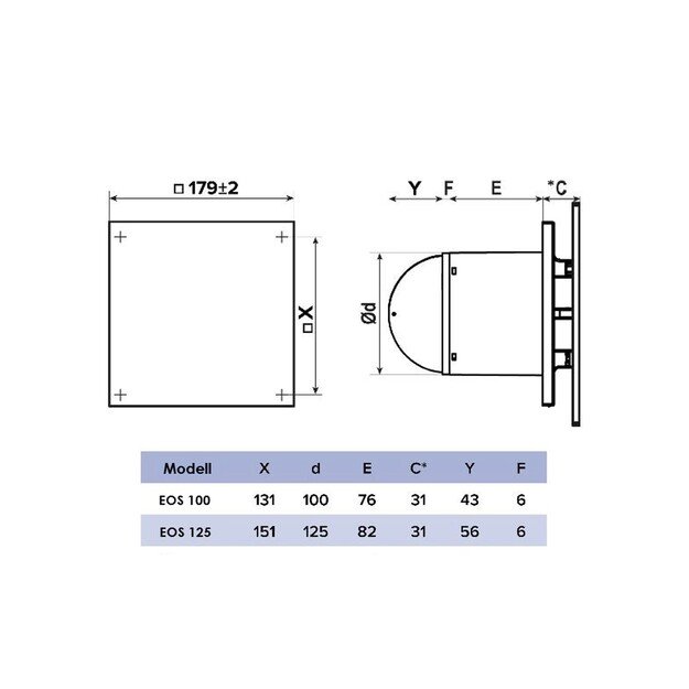 VLANO EOS 100 H WH (Baltu stiklu su laikmačiu ir drėgmės jutikliu) 100 mm 8
