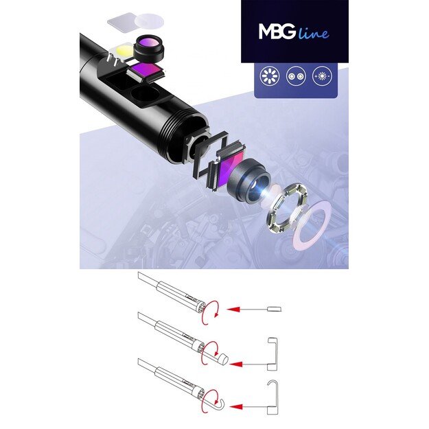 MBG Line Inspection camera Duo Endoscope 9 LED 2x Full HD 10m 1
