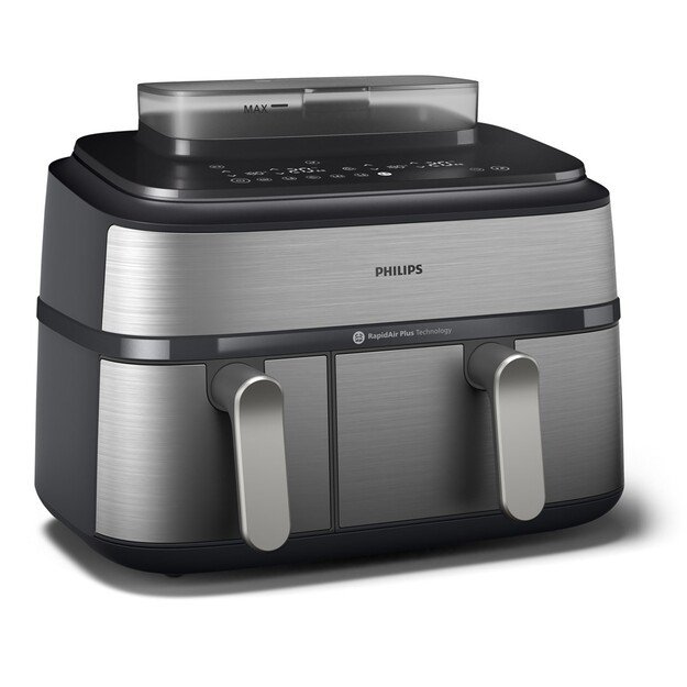 Philips Dual Basket Airfryer | NA555/00 5000 series | Power 2750 W | Capacity 9 L | RapidAir Plus | Silver