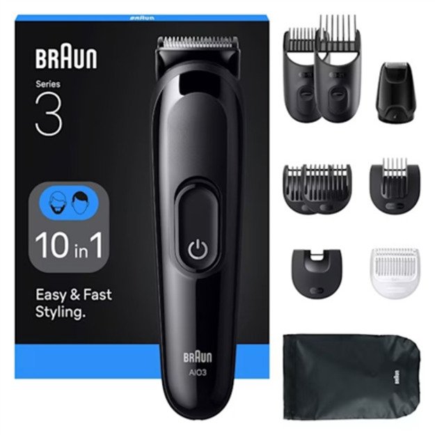 Braun 10in1 Hair Clipper Set | All-in-One Series 3 AIO3560 | Cordless | Number of length steps 14 | Black 1