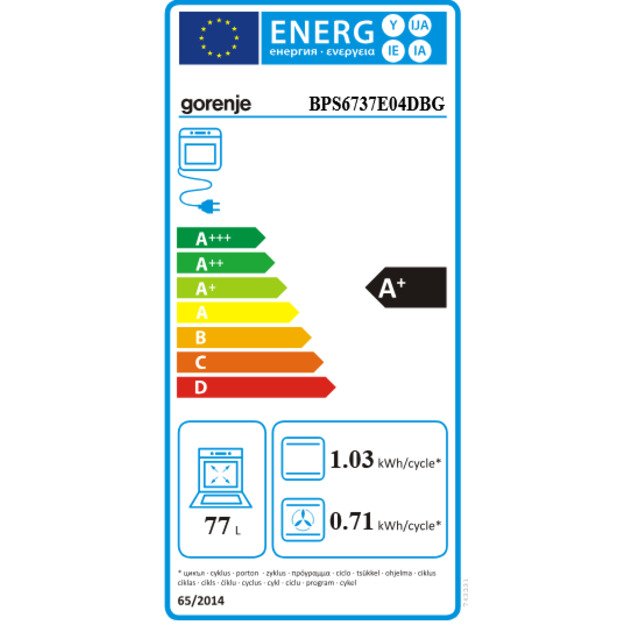 Gorenje G400 BPS6737E04DBG 77 L 3500 W Black
