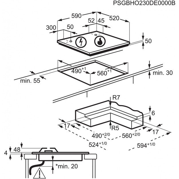 Mi&scaron;ri įmontuojama kaitlentė Electrolux KDI641723K 3