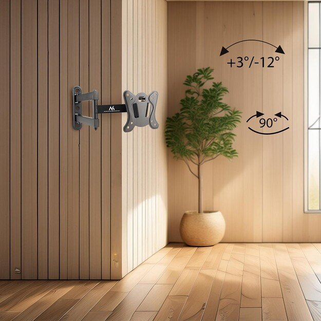 Maclean MC-417 Full Motion TV Monitor Wall Mount 13-32  30kg max. VESA 100x100 Black Powder Coated Universal Holder Bracket 3