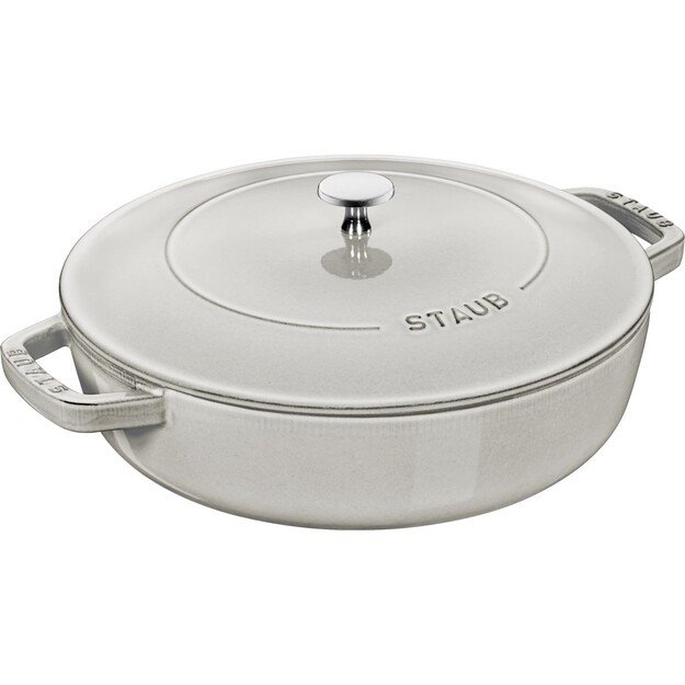 Staub Deep Braising Pan with Lid - 28cm, White Truffle 1