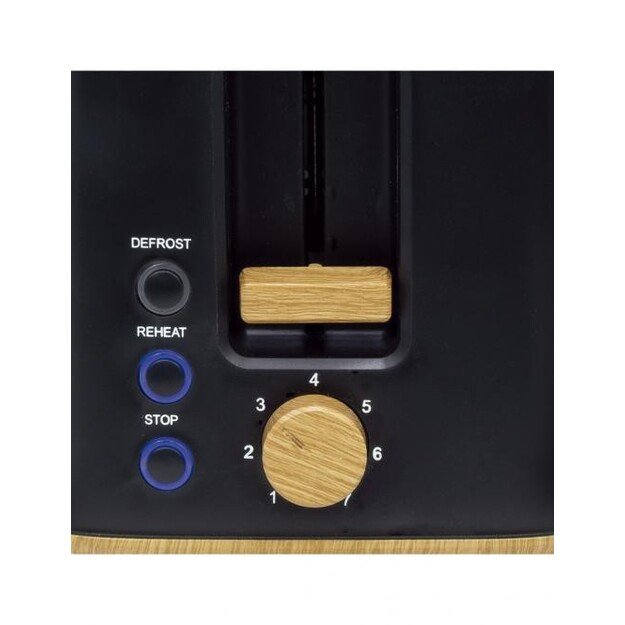 Tosteris Jocca 2185N dviejų riekelių juodas/ medžio detalės 2