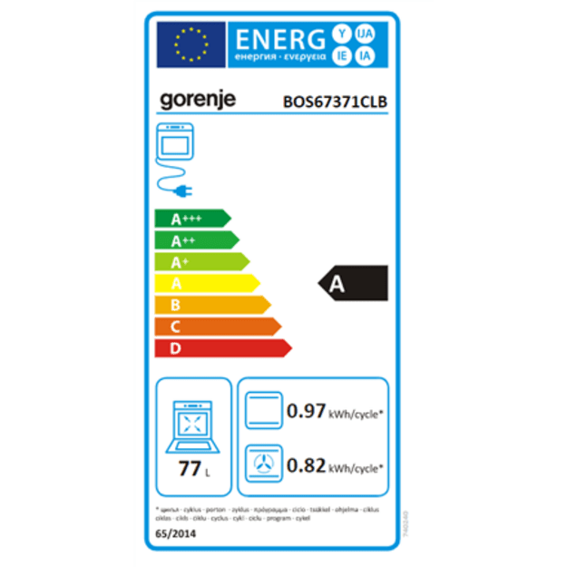Gorenje BOS67371CLB oven 77 L 2300 W A Black