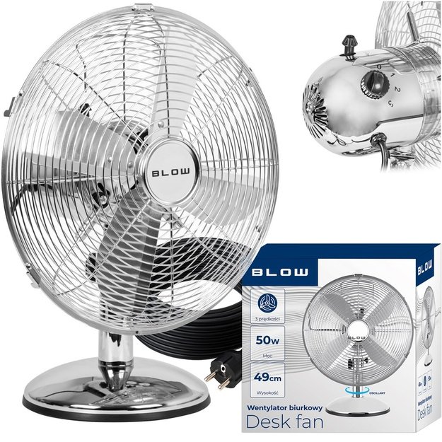 BLOW 12 /30cm 50W Silver Metal Desk Fan