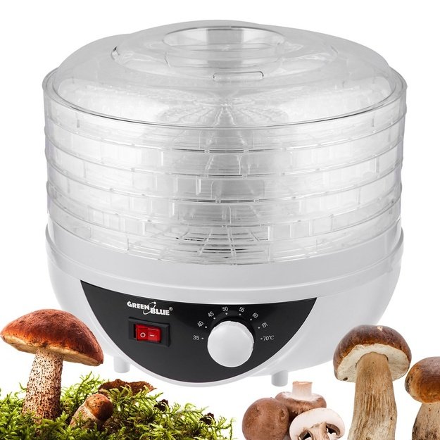 GreenBlue mushroom, vegetable and fruit dryer, 250W power, very quiet, 5 sieves, GB195