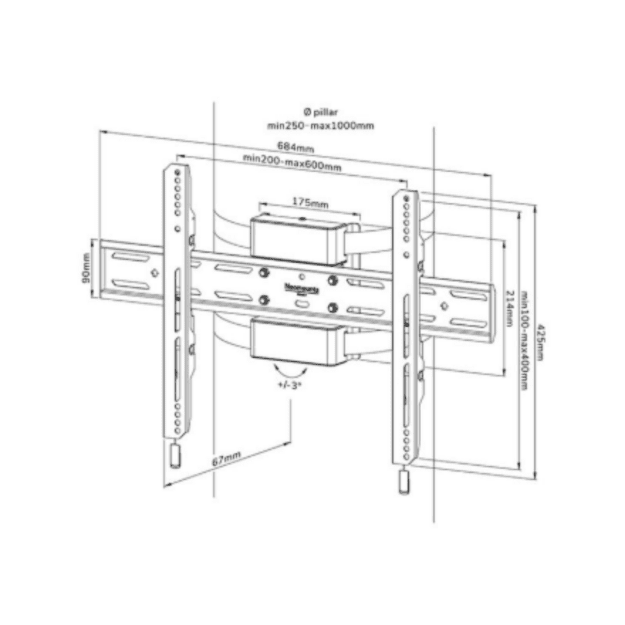 Neomounts Pillar Mount | WL30S-910BL16 | Level adjustment | 40-75   | Maximum weight (capacity) 50 kg | Black
