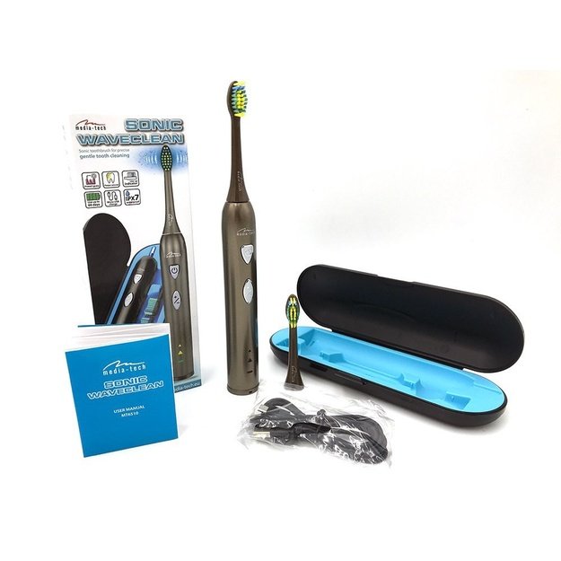 MEDIATECH MT6510 SONIC WAVECLEAN - Sonic toothbrush with 2 duPont heads equipped box battery