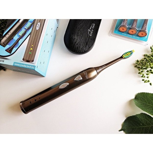 MEDIATECH MT6510 SONIC WAVECLEAN - Sonic toothbrush with 2 duPont heads equipped box battery