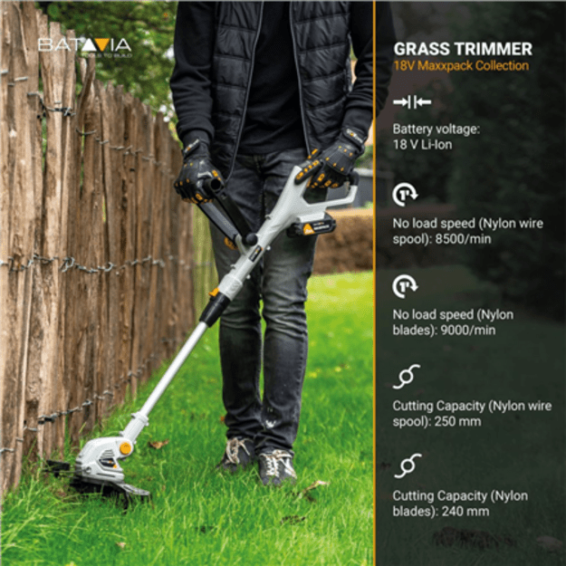 Batavia 18V grass trimmer 250 mm 2-in-1 string and blade trimmer