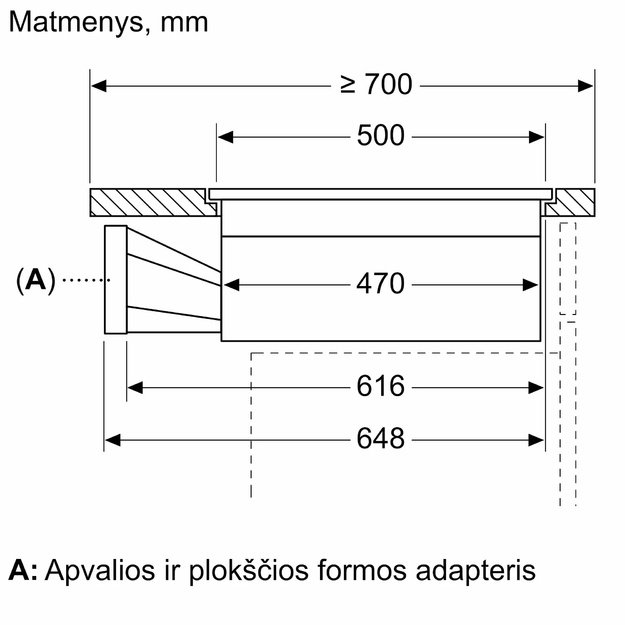 Įmontuojama indukcinė kaitlentė su integruotu gartraukiu Neff V68PYX4C0