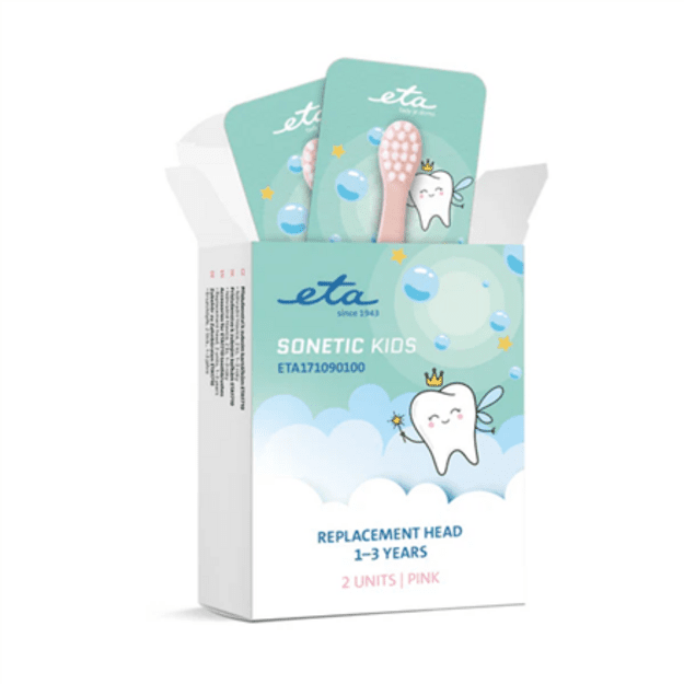 Sonetic Kids 171090100 | ETA Replacement toothbrush head | Heads | For kids | Number of brush heads included 2 | Pink
