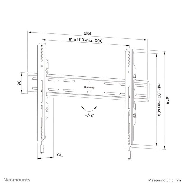 Neomounts Wall mount | WL30S-850BL16 TV mount | Micro adjustment | 42-86   | Maximum weight (capacity) 60 kg | Black