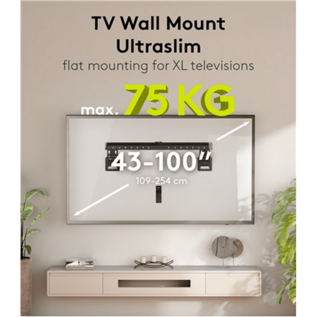 Goobay Wall mount | Ultraslim TV Wall Mount Basic FIXED (XL) | 43-100   | Black
