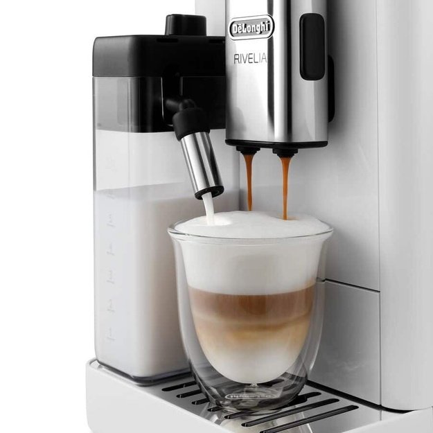 Delonghi | Coffee maker | Rivelia EXAM440.55.W | Pump pressure 19 bar | Built-in milk frother | Fully Automatic | 1450 W | Arcti
