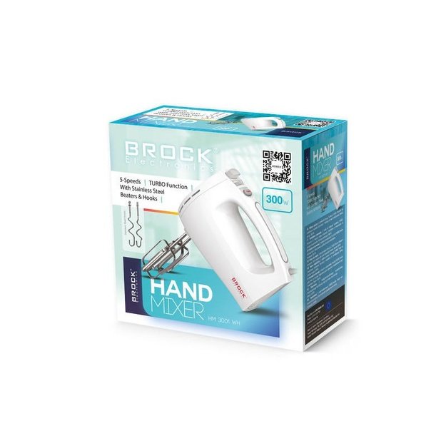Brock HM 3001 WH Hand Mixer 300W, White