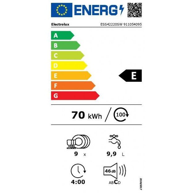 45 cm pločio baltos spalvos indaplovė Electrolux ESS42220SW 1